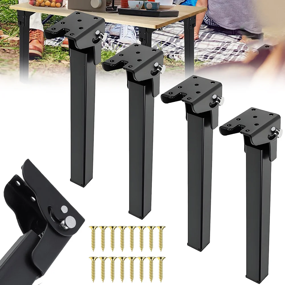 4 sztuki, składane nogi do stołu o długości 70 cm, wytrzymałe metalowe nogi do podpierania stołu, idealne do biurka, na kemping, do stolika kawowego – praktyczne, składane nogi do mebli, oszczędzające