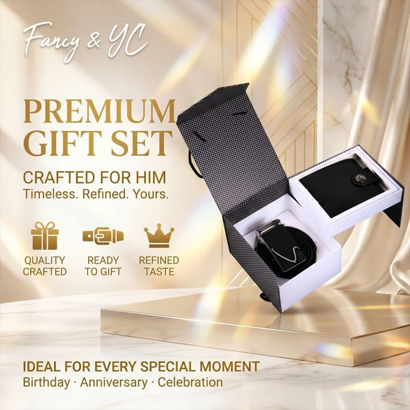 

Practical high-end leather wallet and belt birthday business Father's Day set men