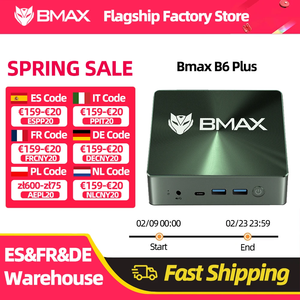 Bmax B6 Plus Mini Pc Intel I3-1000Ng4 Windows 11 Pc 12 Go Ddr4 Ram 512 Go Nvme Ssd Wifi 5 USB 3.0 USB * 3 HDMI * 2 Bluetooth4.2