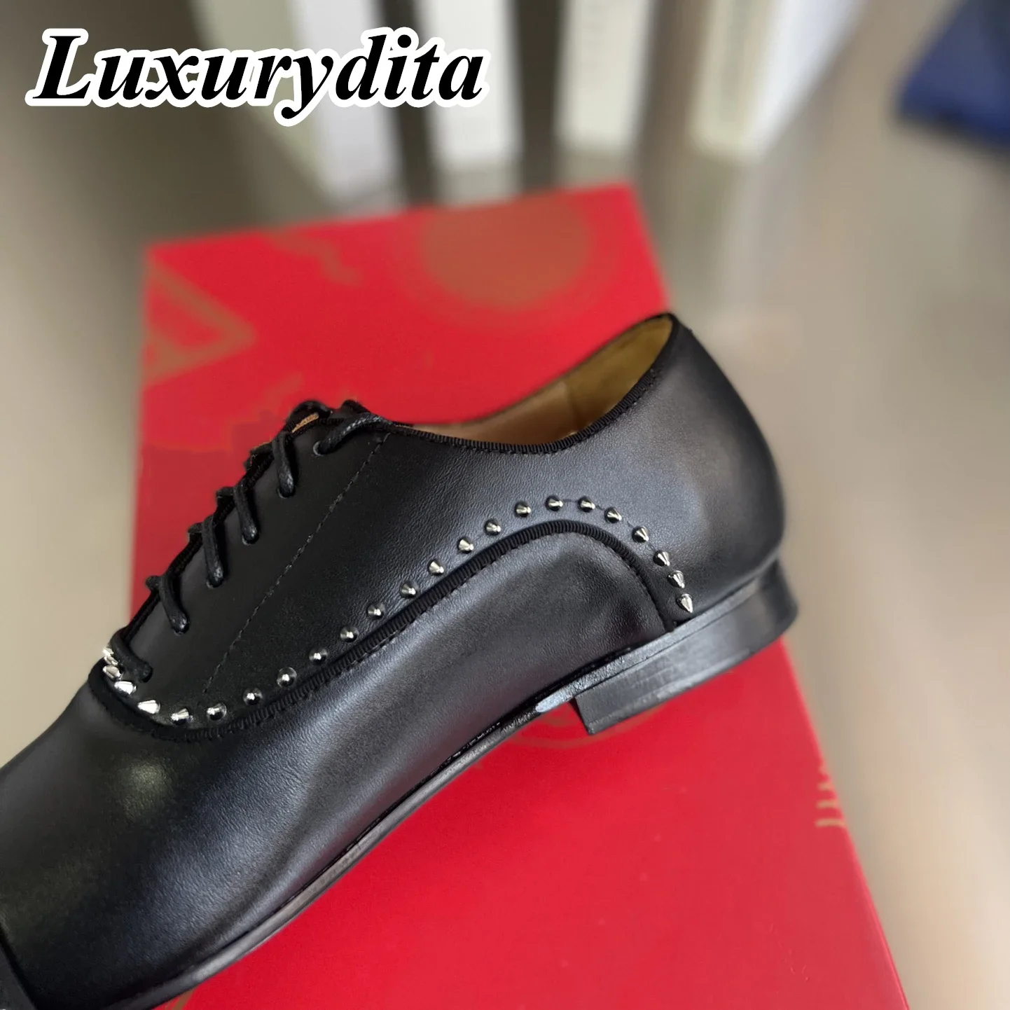 

Top High Quality Mens Trendy Casual Shoes Luxury Mens Real Leather Shoes Size 38-48 Designr Red sole Business dress Shoes H1378