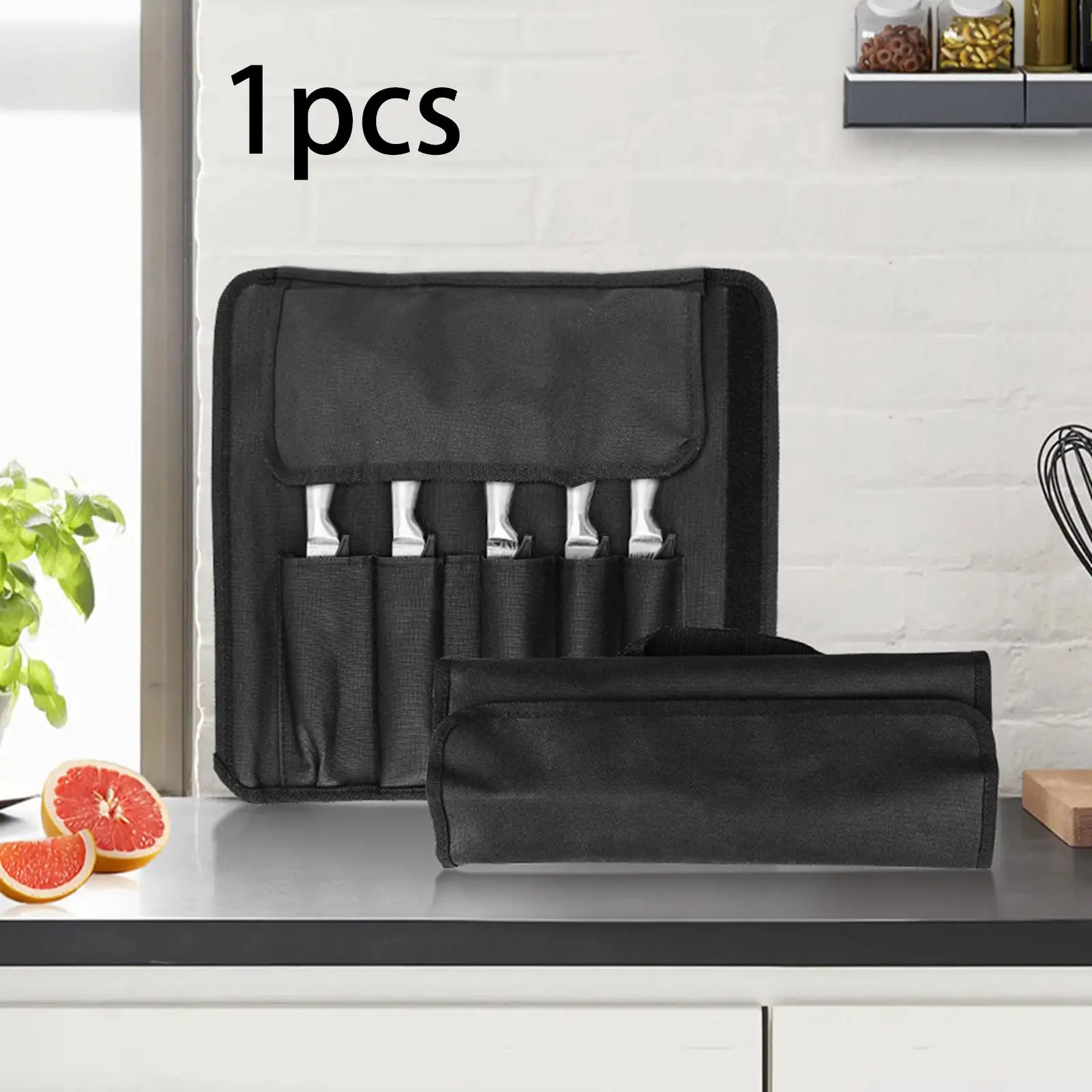 Knife Roll Storage Bag Folding Chef Pouch Sturdy Multipurpose Roll-up Chef Bag for Bars Restaurants Travel Party Barbecue