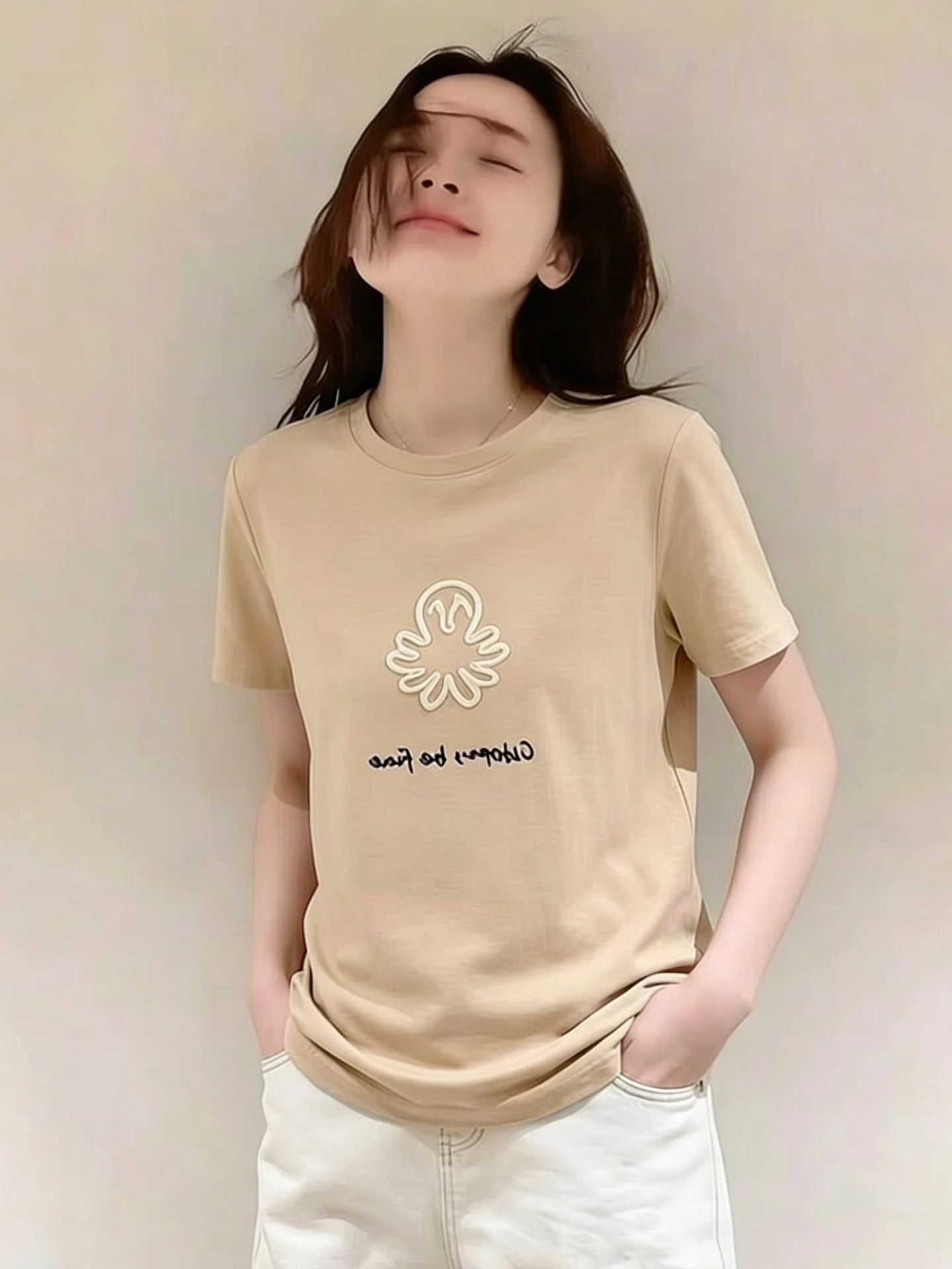 

Casual round Neck Short Sleeve Women's T-shirt Soft Comfortable Summer Fashion Top Versatile Lazy Style Basic Fit Tee