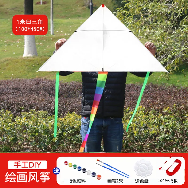 Diy conjunto de pipa pastagem pipa brisa para voar crianças adulto pipas corda 100m curso pintura diversão brinquedos esportivos com bandeja pintura escova