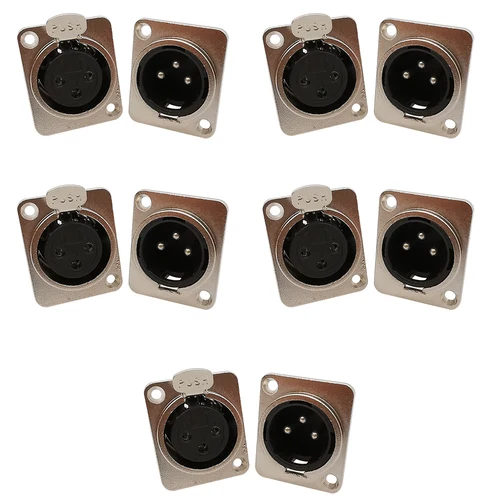 10 Uds 3 pines XLR macho hembra montaje en Panel chasis enchufe conector micrófono Cable Terminal carcasa de Metal plata