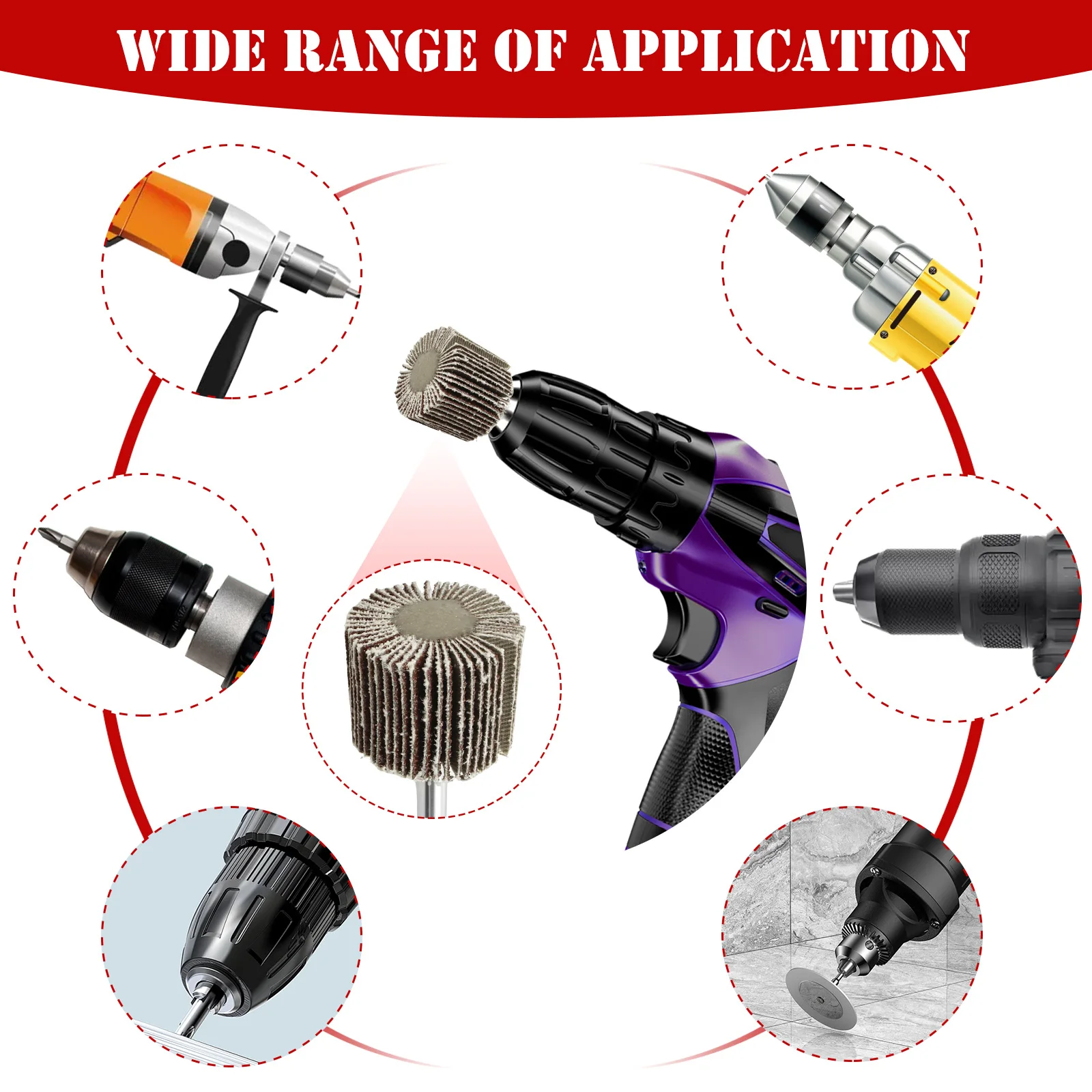 20 قطعة مجموعة رفرف الرملي مع 6 مللي متر عرقوب طحن عجلة رئيس ساندر أدوات جلخ الصنفرة إزالة الصدأ لأدوات دريمل الدوارة #6