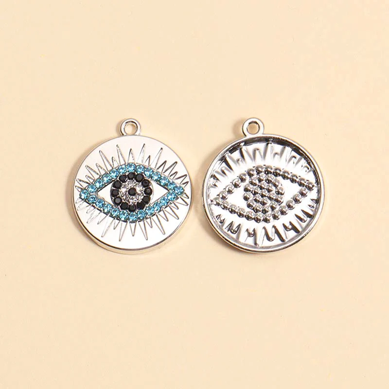 Silver Plated Alloy Evil Eye Charms for DIY Jewelry Making