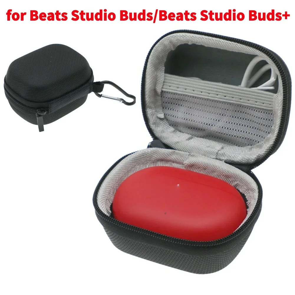 

EVA Earbud Case Holder with Carabiner Small Zipper Pouch Anti-Fall Protective Case Bag for Beats Studio Buds/Beats Studio Buds+