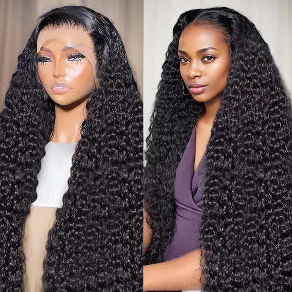 

30 40 Inch 250 Density Curly 13x6 HD Lace Frontal Wigs Human Hair Brazilian Deep Wave Transparent Lace Front Wig 100% Human Hair