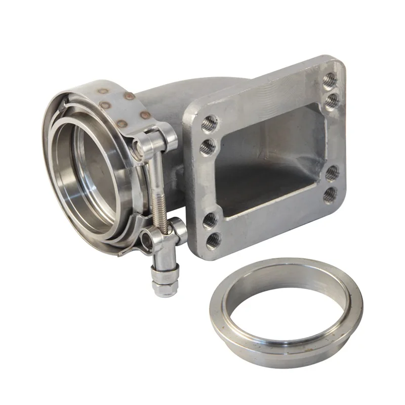 

Clamps + 2.5" Vband 90 Degree Steel Cast Elbow Adapter Flange For T3 T4 Turbo