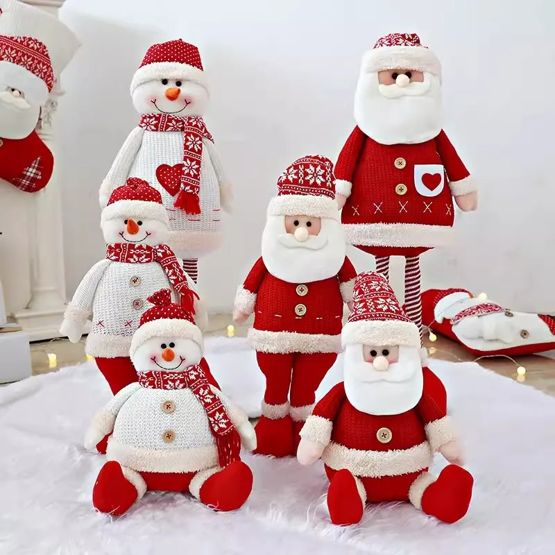 

60cm Santa Claus Elk Snowman Telescopic Doll Christmas Pendants Kids Gift Naviidad 2023 Favor Merry Christmas for Home Decor