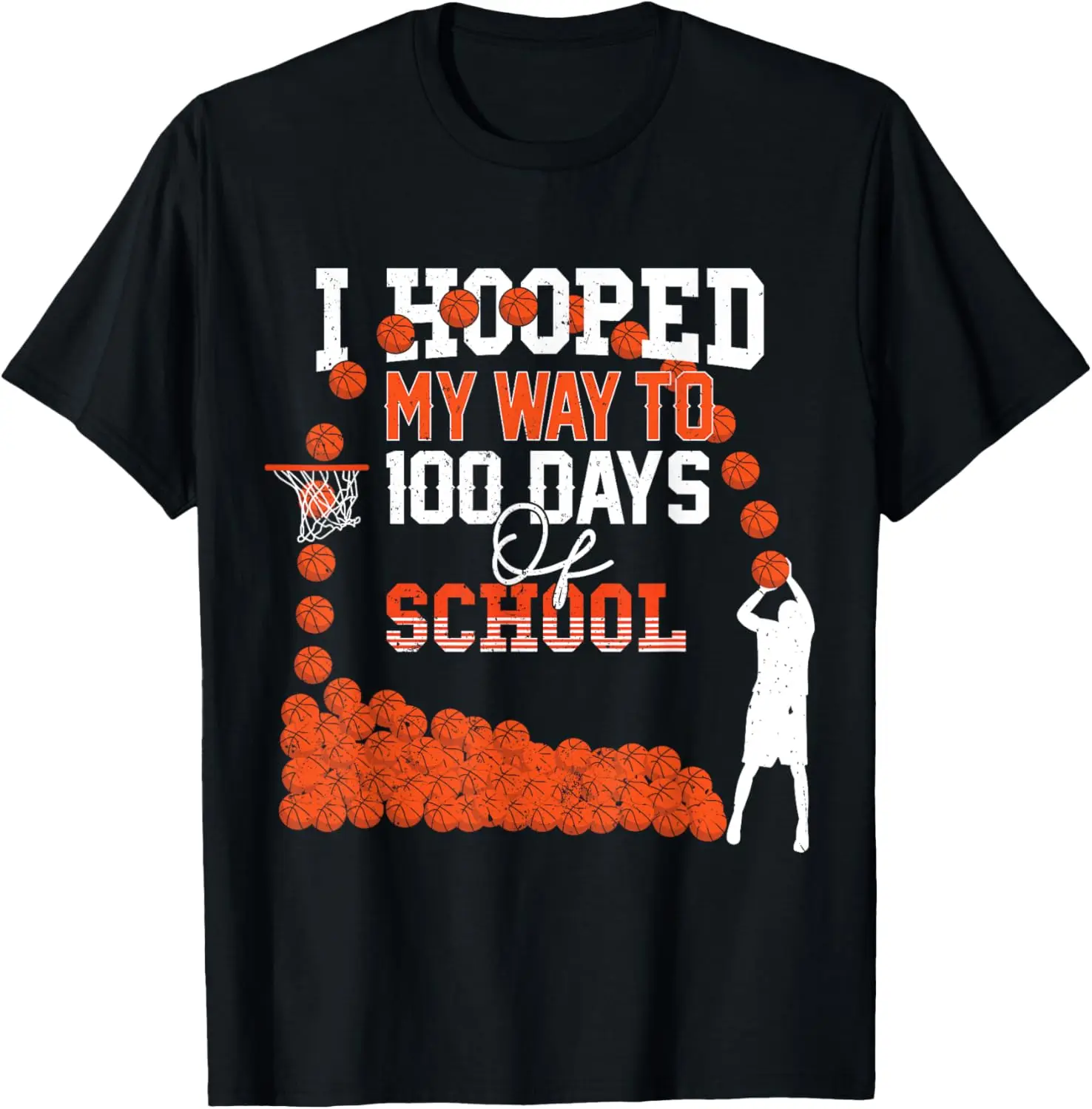 I Hooped My Way To 100 Days Of School Basketball Student T-Shirt