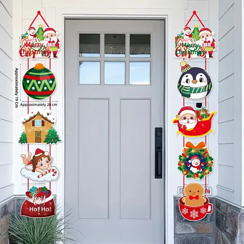 for Cross Mirror Christmas Decoration Supplies Door Hanging Props Santa Claus Snowman Festive Home Decor