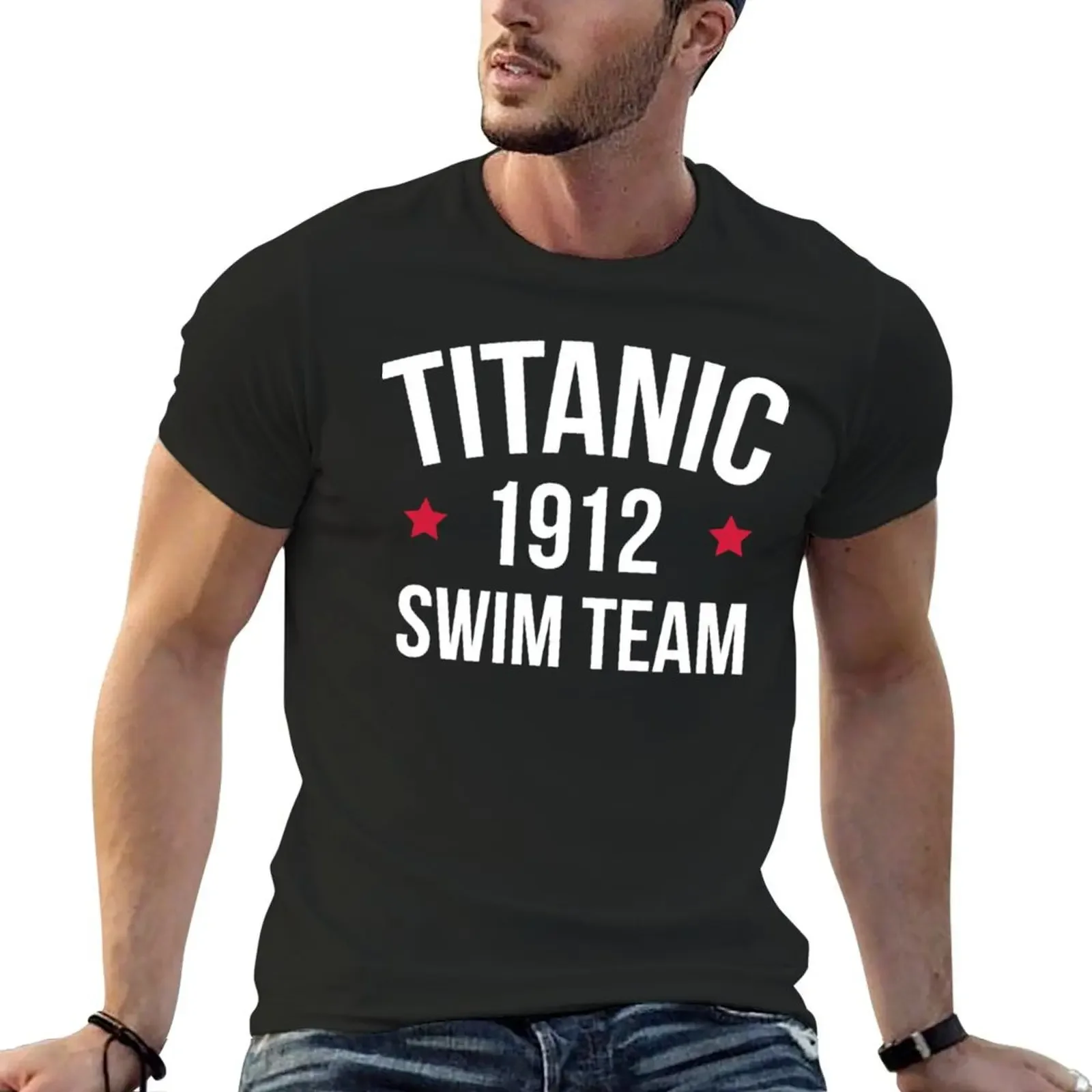 

Titanic Swim Team Funny Quote T-shirt funnys for a boy aesthetic clothes customs t shirts for men cotton