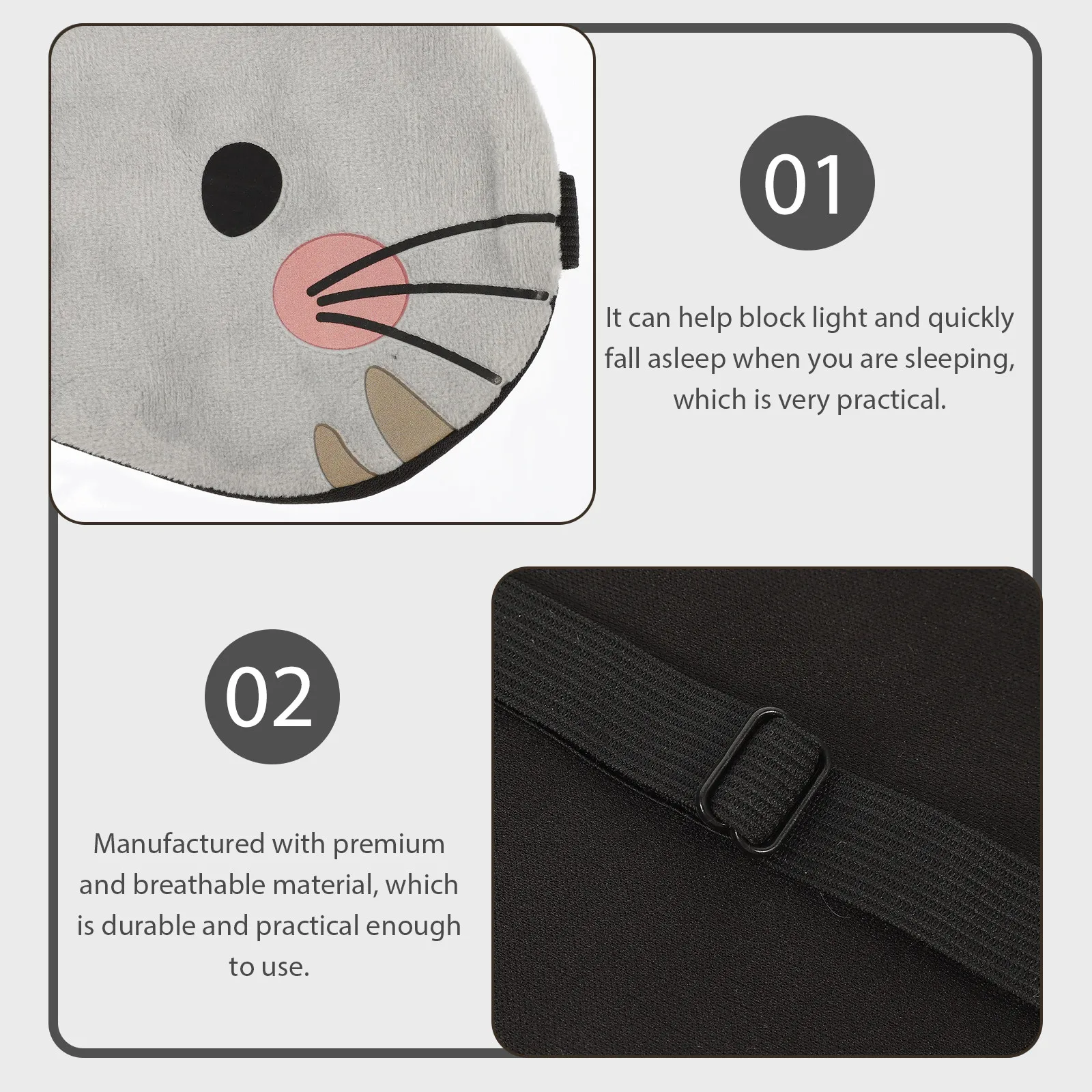 

3Pcs Adorable Cartoon Sleeping Mask Premium Soft Breathable Fabric Lightproof Eye Cover for Students Workers Travel Home Use