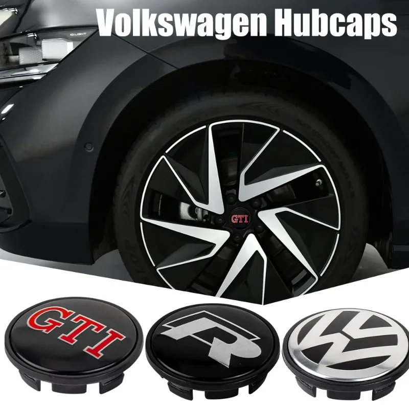 Tapas de Válvulas 4 piezas/juego 56mm/65mm/66mm Tapas Centrales de Rueda para Coche Accesorios de Emblema para VW Volkswagen Golf 6N0601171 6CD6