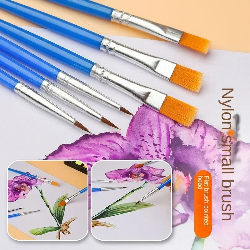 10/20/30/40/50PCS Painting Brushes For Painting Handcraft Round / Flat Nylon Hair Oil Acrylic Painting Brush School Art Supplies