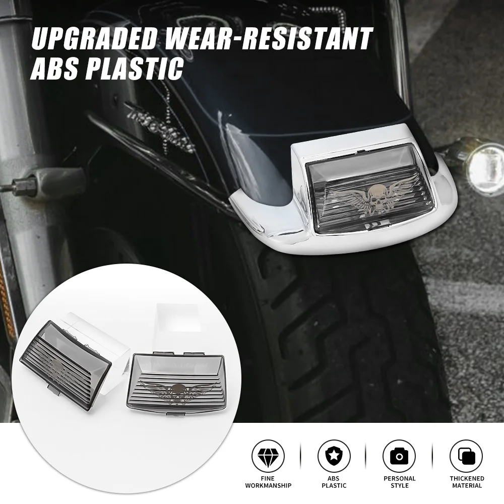 Front Rear ABS Mud Guard Fender Tips Light Lamp Lens Cover Fit For Harley Electra Glide FLHTCU FLSTC HLHT FLHR FLHRC