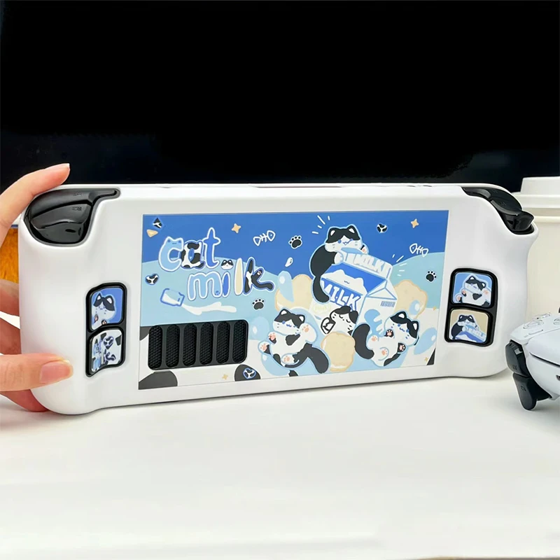 Cartoon Milk Cat Protective Case dla konsoli do gier Steam Deck Cute Hard Steam Host Anti-fall Protective Cover dla Steam Deck Oled