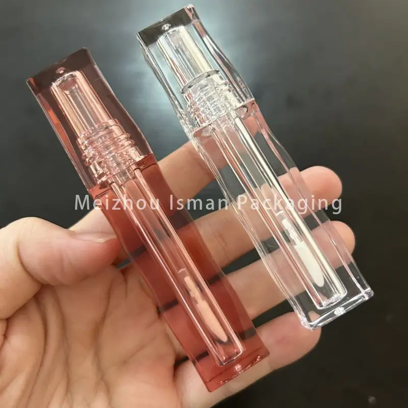 50pcs luxury refillable clear red special shape lip gloss transparent outside tube lip glaze container empty packaging 3ml