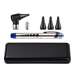 2 in 1 Otoscope and Eyes Diagnostic Tool Kit with LED Light 4mm Replaceable Ear Tips Optical Otoscope Ears Diagnostic Supplies