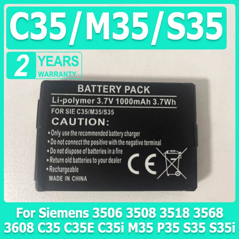 

C35 M35 S35 1300mAh Brand-New Battery For Siemens 3506 3508 3518 3568 3608 C35 C35E C35i M35 P35 S35 S35i