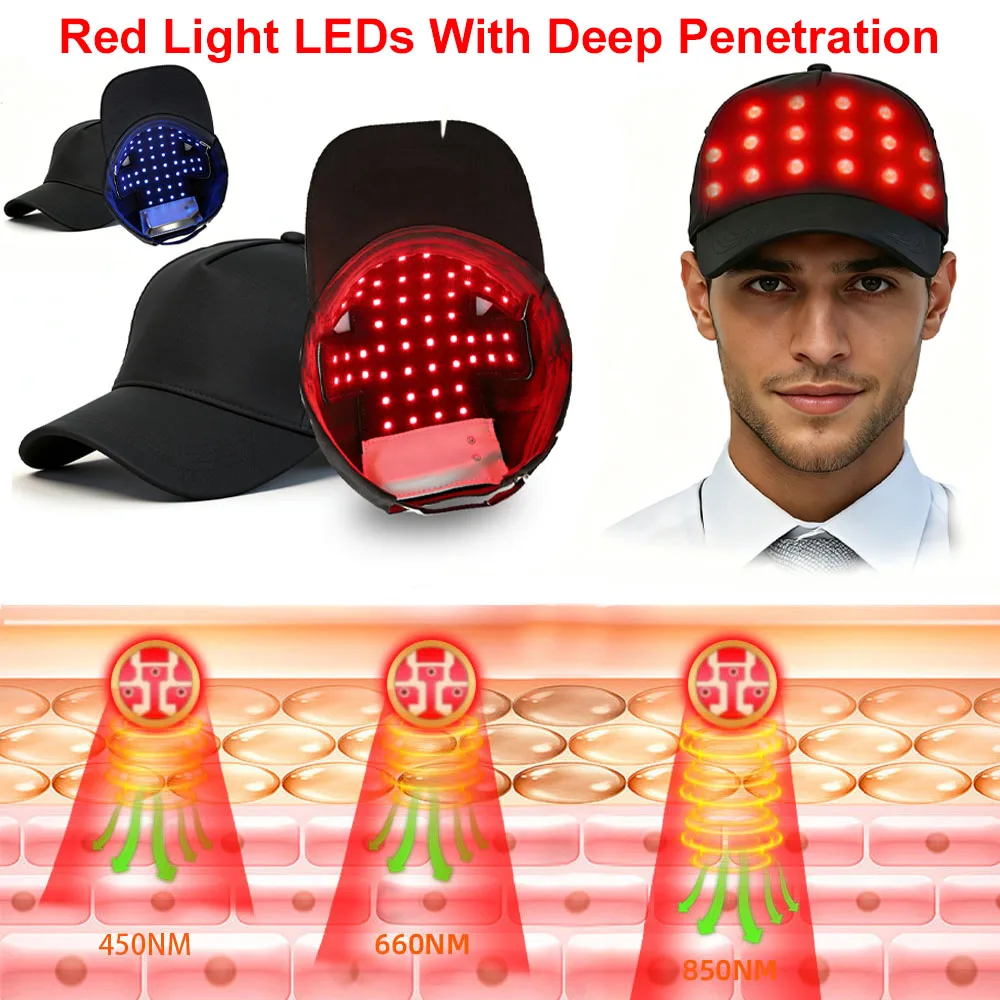 Red Light Hats Hair Fast Growth Cap Red&Infrared Light Therapy Device For Hair Loss Treatment Anti-hair Promote Hair Regrowth