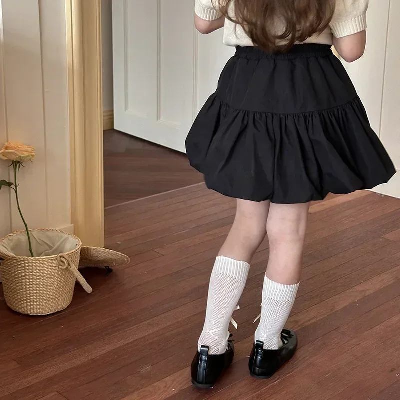 Children Clothing Girls Sweet Skirt Sweet Bow 2025 New Fashionable Solid Color Short Casual Princess Cute Simple Skirt Girls