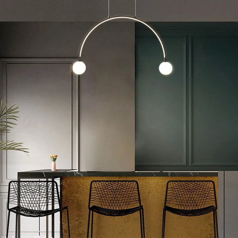 Nordic minimalist restaurant chandelier, creative dining room lamp, arch bridge modern minimalist living room dining table