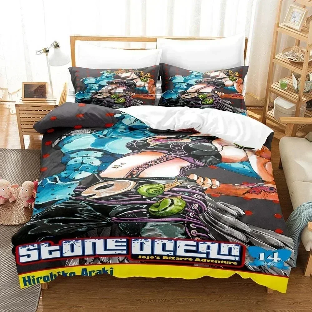 

3D Print Anime JoJo Bizarre Bedding Set Printed Bed Set With Pillowcase Bed Duvet Cover Soft Queen King Size Bedclothes Home