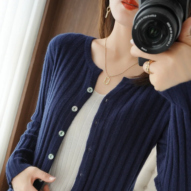 

Autumn Winter New Sle Women's Camere Cardigan ort Svel round Ne Knitted Sweater Loose Outerwear Long Sve