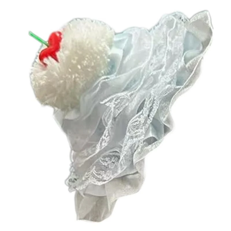 652F Novelty Fascinator Hat Clip Lace Handmade Birthday Cake Accessories for Women Clip Headpiece Birthday Art