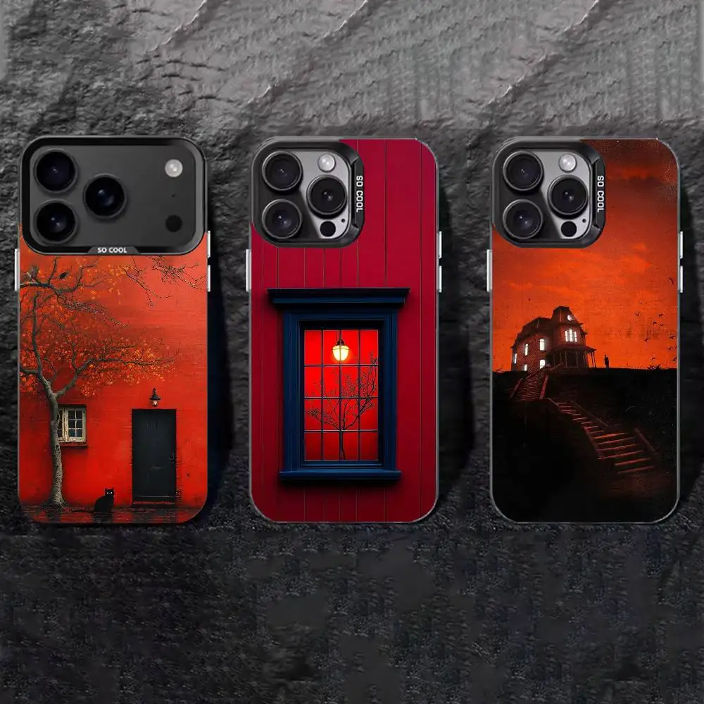 

Red house Phone Case For iPhone 17,16,15,14,13,12,11 Plus,Pro Max,XS,Colored silver phone case