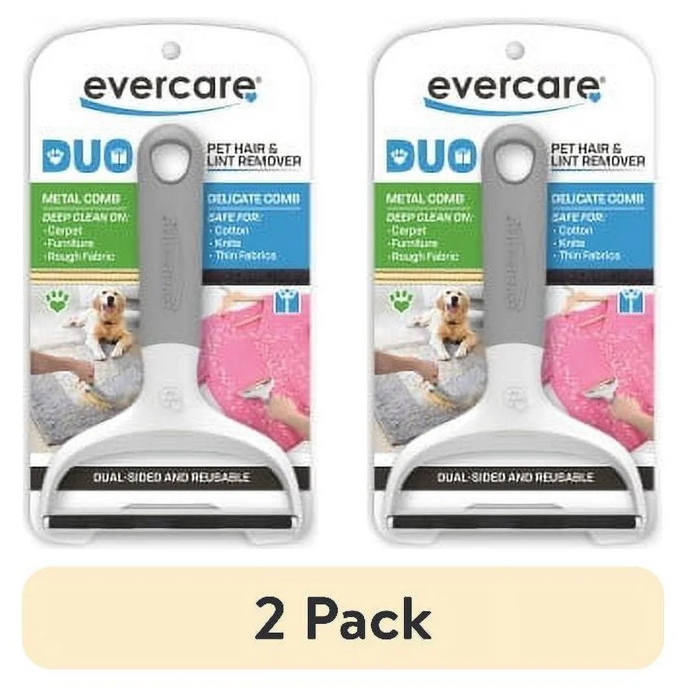 2 Pack Reusable Dual Sided Pet Hair Remover Tool Lint Comb Furniture Carpet Clothes Easy Storage Durable Cleaning