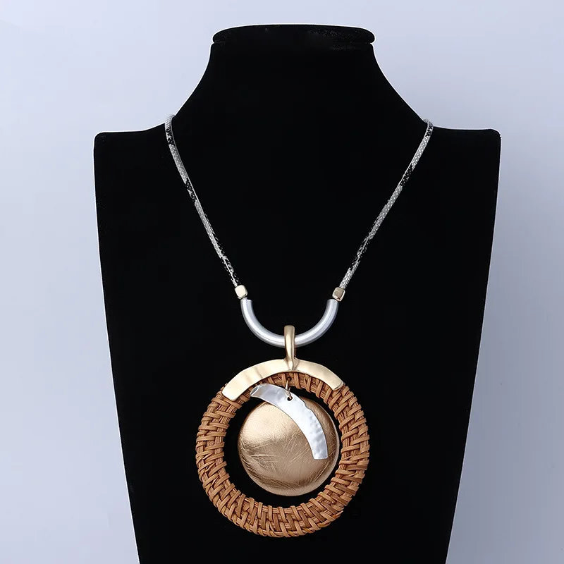 DIY accessories jewelry popular foreign trade European and American rattan round matte long women's metal necklace sweater c