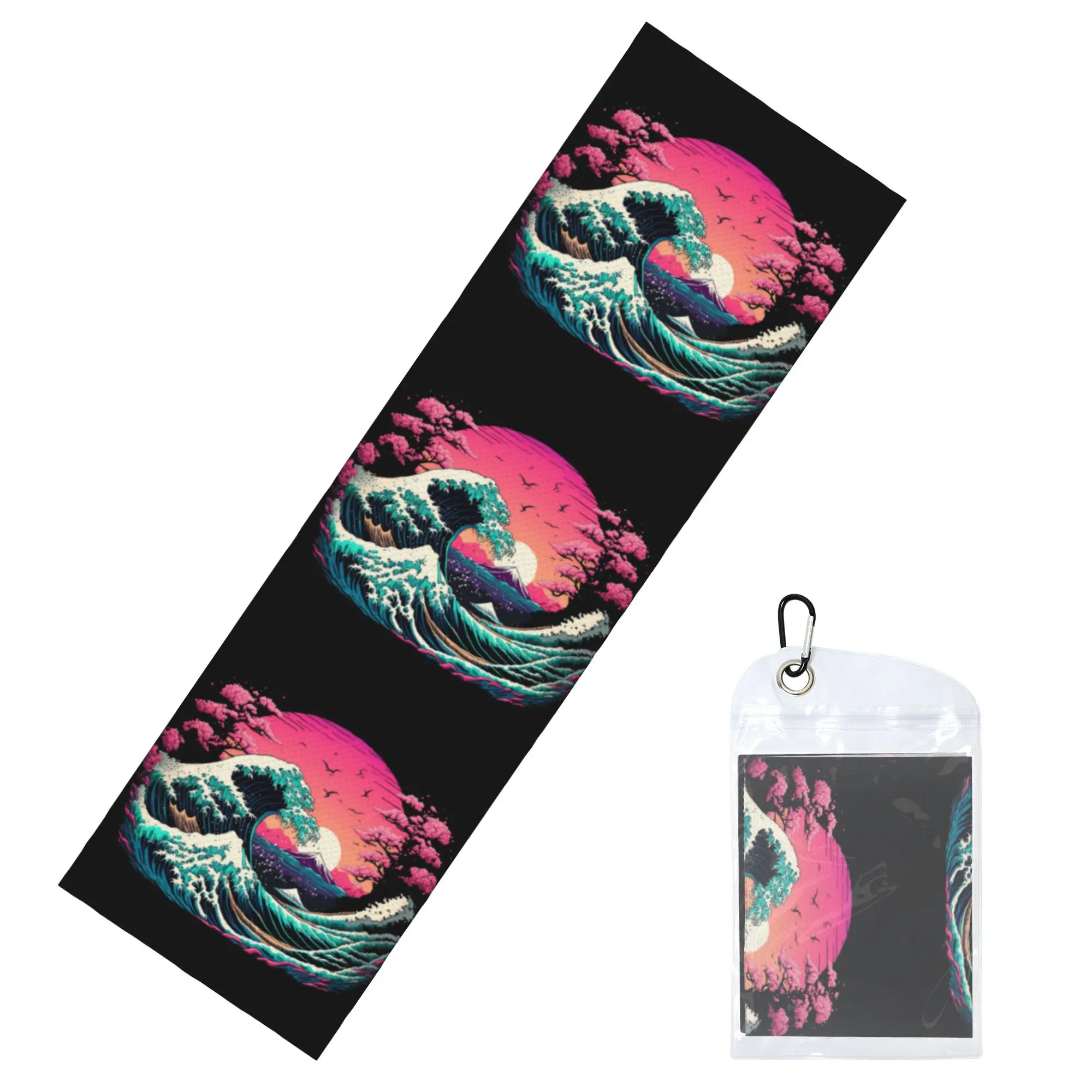 The Great Wave Off Kanagawa Vaporwave Sunset Towel Quick Drying  Super Soft  Running Towels