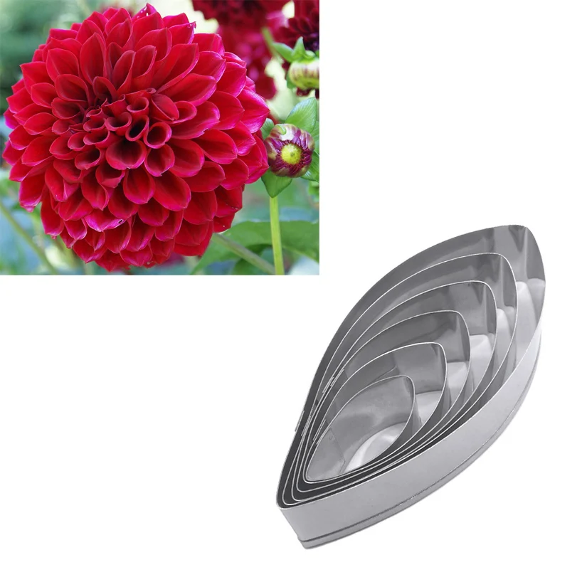 Poinsettia Rose Dahlia Petal Leaf Cutter Set Stainless steel Candy Biscuit Fondant Cookie Cutters, Cake Decorating Tools