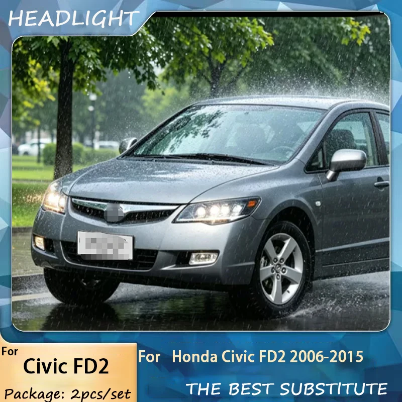 Tuning LED Headlamp For 2006-2015 Honda FD2 Civic / SiMing, Built-in LED Lens, LED DRL & Sequential Turn Signal Lights