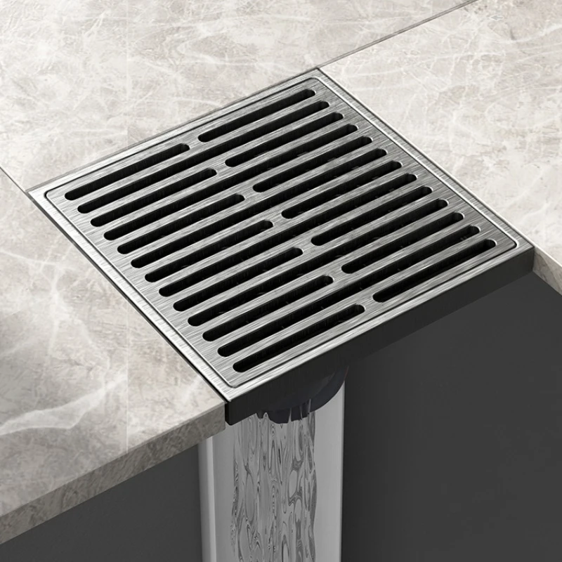 Household Odor Proof Floor Drain Invisible Brick Inlaid Bathroom Anti Backflow and Insect Proof Floor Drain Gun Gray