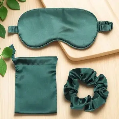 

3pcs Imitation Silk Eye Mask Sleep Masks Goggles Women Travel Elastic Bands Stress Relief Relaxing Muscles Drawstring Bag