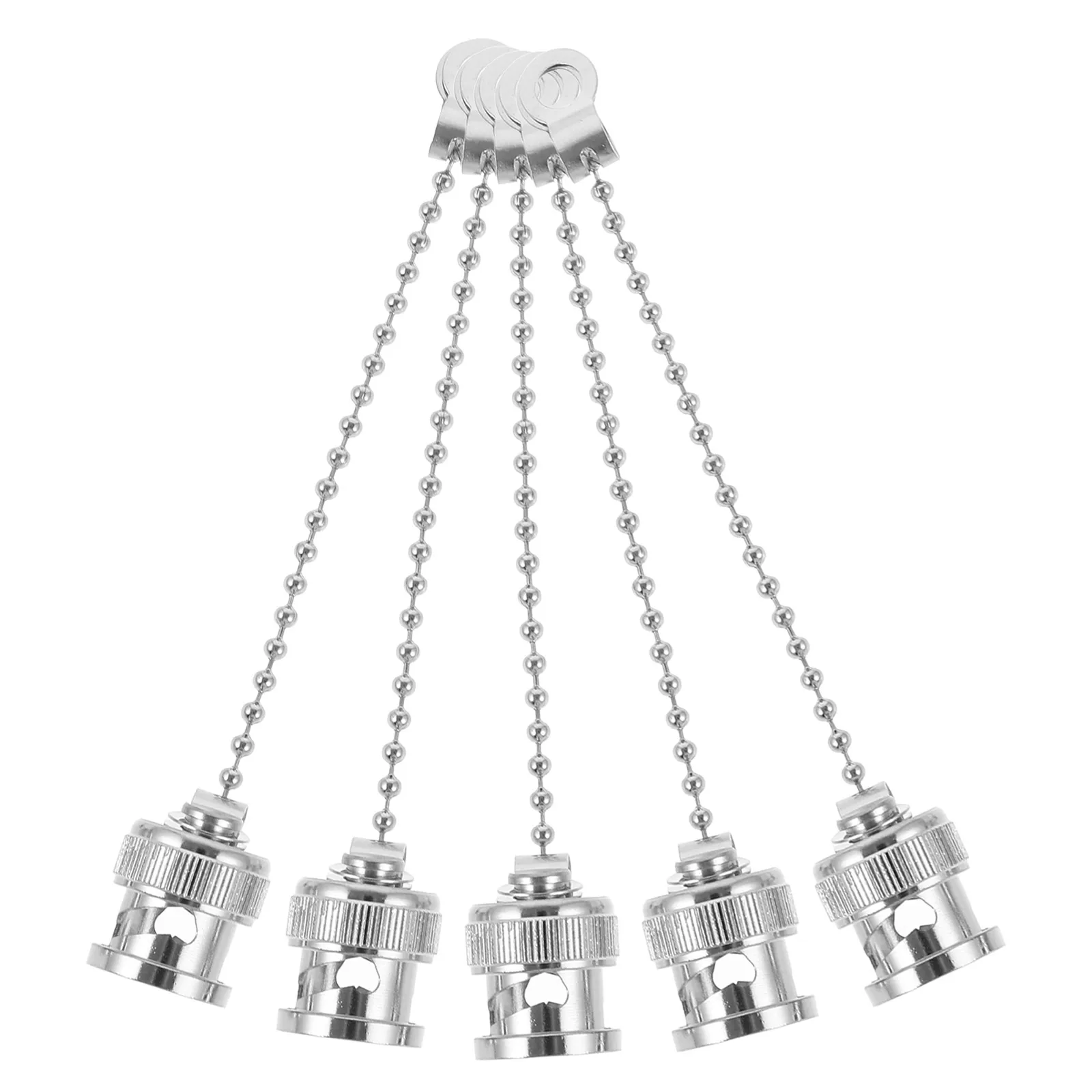 

5 Pcs Dust Cap Adapter Waterproof Protective Chain Caps for Female Connectors Nickel Plated Anti Dust Covers