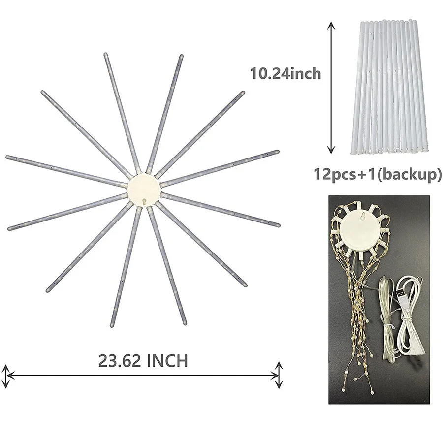 Luces de hadas de Navidad RGB LED creativas para ducha de meteoros, cadena de luces de fuegos artificiales colgantes para exteriores, lámpara de molino de viento con control remoto, 18 modos