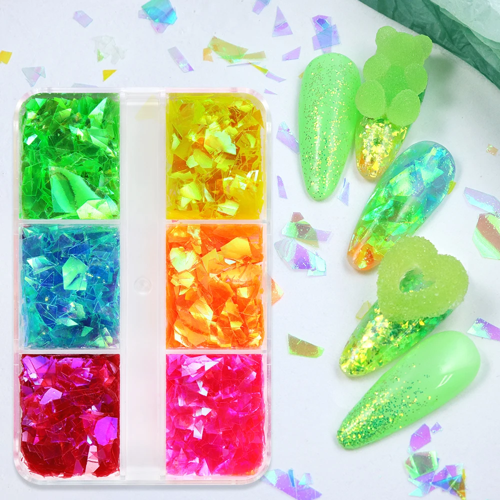 Aurora Irregular Fragments Nail Art Decorations Candy Color Chameleon Glitter Sequins Gel Nail Polish Manicure DIY Accessories