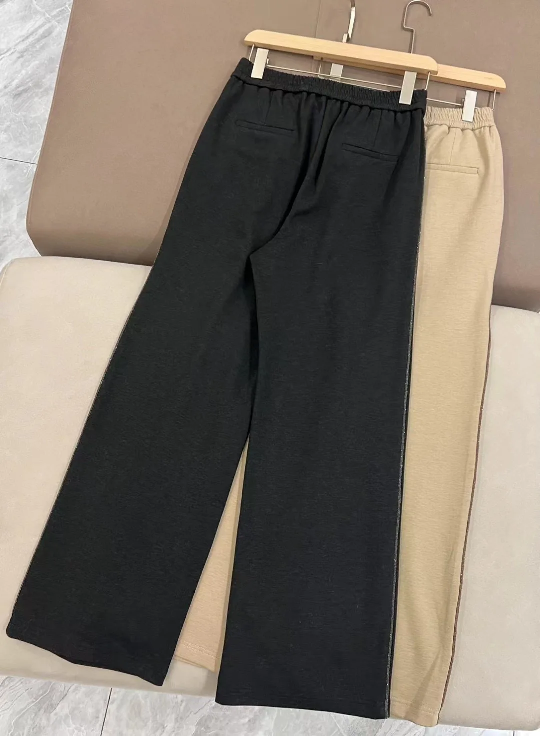 Winter Wide Leg Elastic Waist Warm Jersey Pants