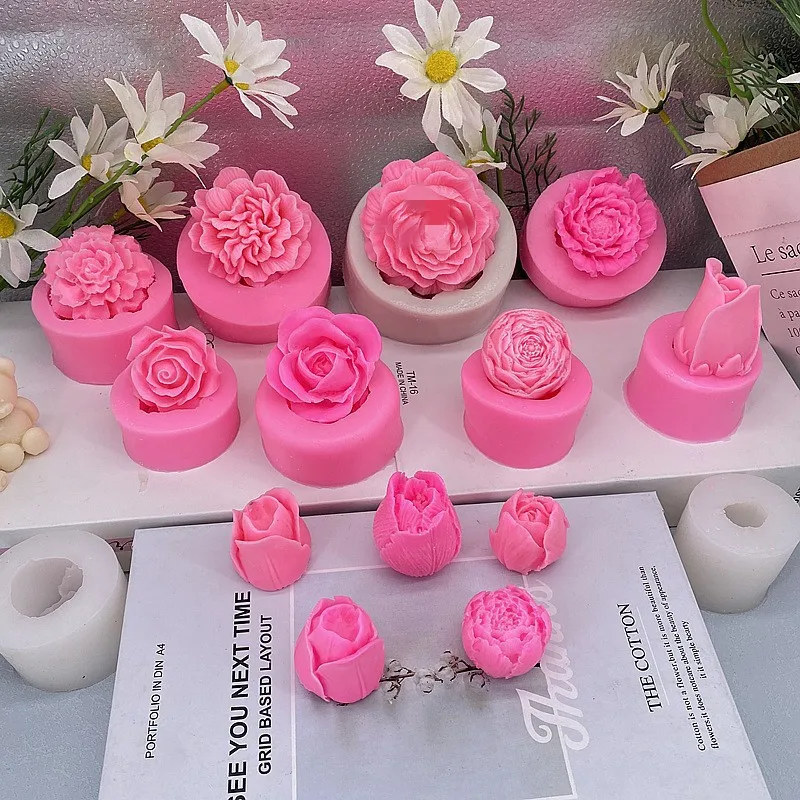 

Flower Silicone Mold Rose Peony Flower Chocolate Mousse Ice Cream Mold Drip Glue Aromatherapy Plaster Candle Mold