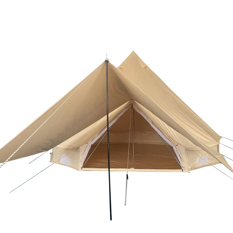 

Hot sale! luxury glamping sahara cotton canvas standard 4m bell tent with Awning