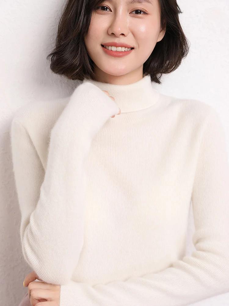 TLOML 여성용 100% 캐시미어 스웨터 터틀넥 풀오버 가을 겨울 부드러운 기본 긴팔 캐시미어 스웨터 따뜻한 니트웨어 탑