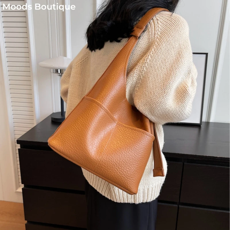 

MOODS Lychee Pattern 2-IN-1 Women Shoulder Bags Soft Large Capacity Shopper Totes 2024 Winter Latest Trends Cross Body Hobo Bag
