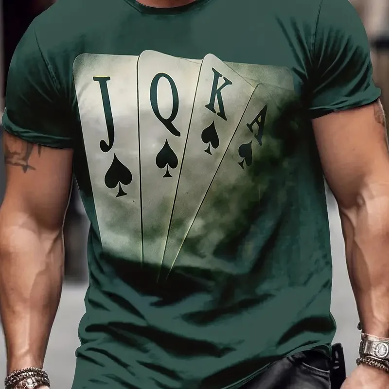 Poker Theme T-Shirt 3d Digital Print Graphic camisa hombre Causal Tees Short Sleeves Comfortable Pullover Tops Men's Clothing