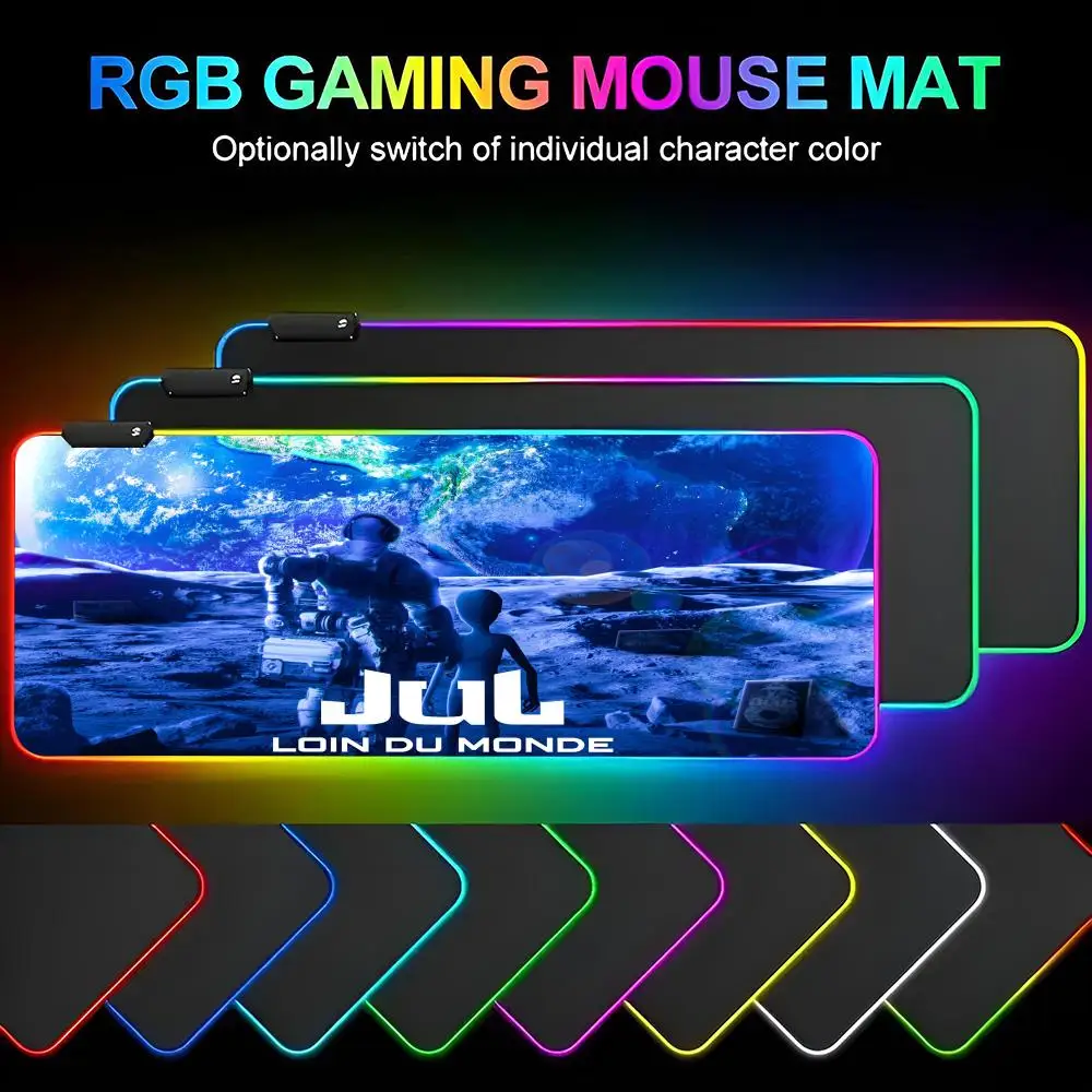 Rapper JuL C'est Pas Des Lol Mouse Pad Gamer RGB Deskmat Keyboard Mat Gaming Laptops LED Mousepad Desk Protector Anime Mause Mat