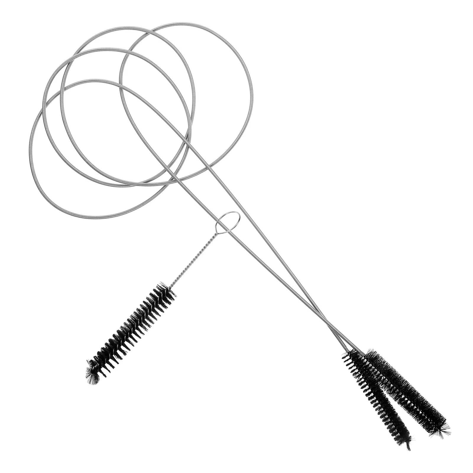 

Dual Head Pipe Cleaning Brush Set 304 Stainless Steel Long Spring Brushes Black For Various Sizes Tube Cleaner
